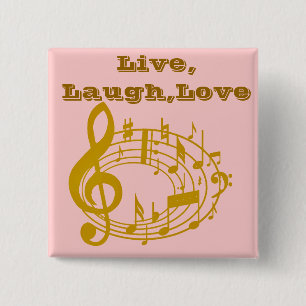 Badge Carré 5 Cm Gold Notes_