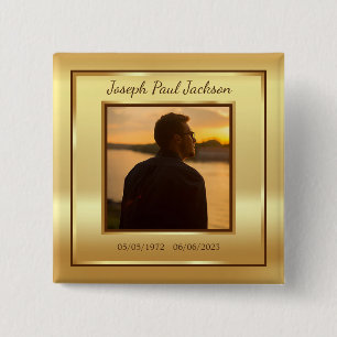 Badge Carré 5 Cm Gold Photo Memorial