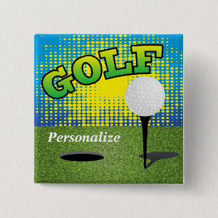 Badge Carré 5 Cm Golf sur le vert