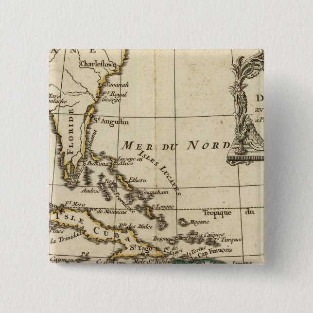 Badge Carré 5 Cm Golfe du Mexique, îles des Caraïbes (Devant)