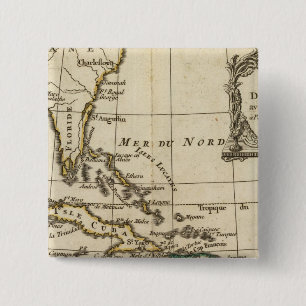 Badge Carré 5 Cm Golfe du Mexique, îles des Caraïbes