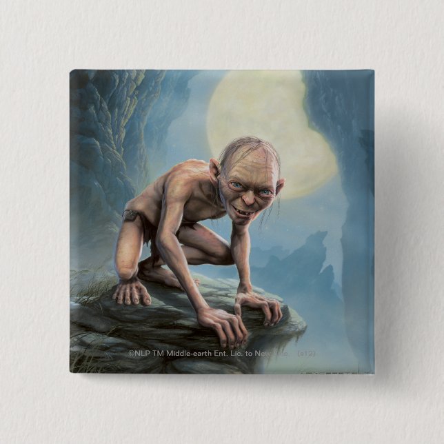 Badge Carré 5 Cm GOLLUM™ avec lune (Devant)