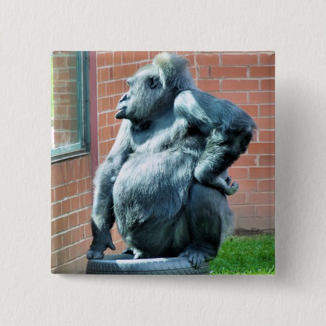 BADGE CARRÉ 5 CM GORILLAS (Devant)