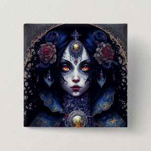 Badge Carré 5 Cm Goth Lady Imaginaire gothique Art