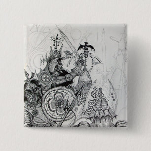 Badge Carré 5 Cm GOTHIC WARRIORS,Barbarian Knights,Fantasy