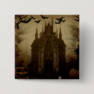 Badge Carré 5 Cm Gothique/Halloween/automne/citrouille