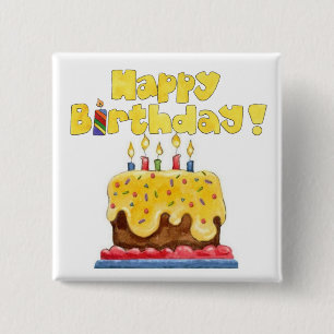Badge Carré 5 Cm goupille de gâteau d'anniversaire