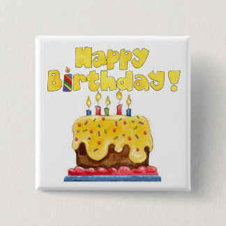 Badge Carré 5 Cm goupille de gâteau d'anniversaire