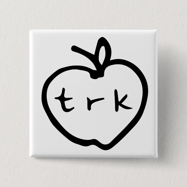 Badge Carré 5 Cm goupille de logo de pomme (Devant)