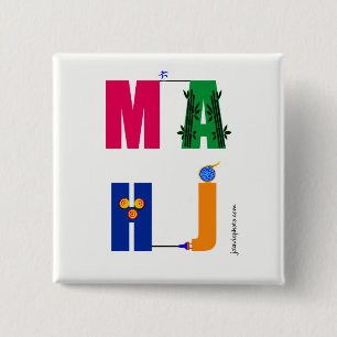 Badge Carré 5 Cm Goupille d'heure-milliampère Jongg MAHJ