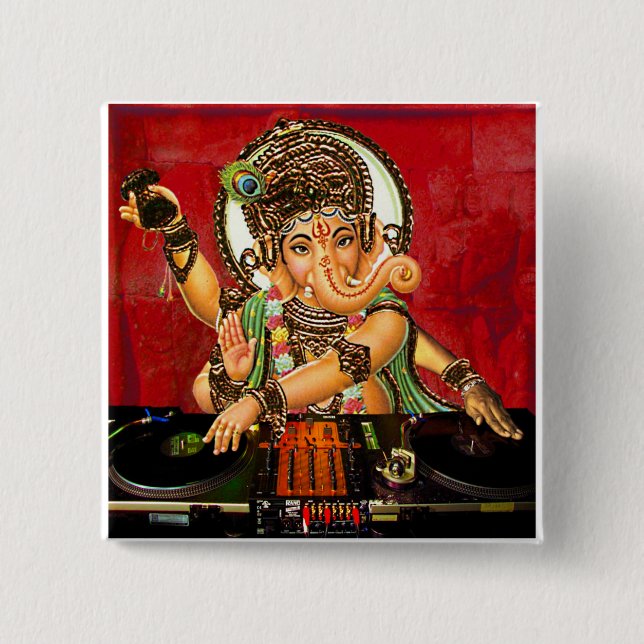 Badge Carré 5 Cm Goupille du DJ GANESH (Devant)