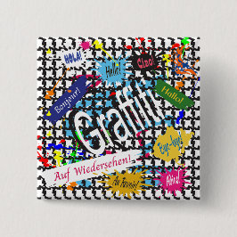 Badge Carré 5 Cm Graffiti de voeux