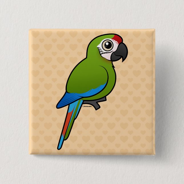 Badge Carré 5 Cm Grand ara vert (Devant)