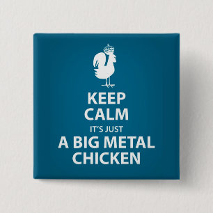 Badge Carré 5 Cm Grand bouton de poulet en métal