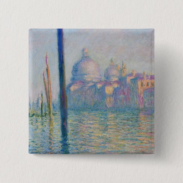 Badge Carré 5 Cm Grand Canal Venise Monet Peinture Art (Devant)