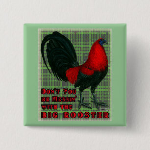Badge Carré 5 Cm Grand Coq Rouge