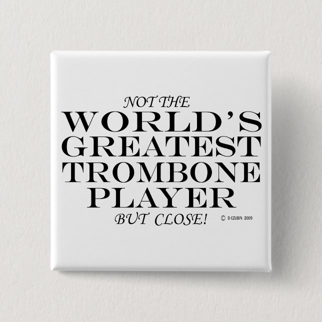 Badge Carré 5 Cm Grand Joueur Trombone Fermer (Devant)