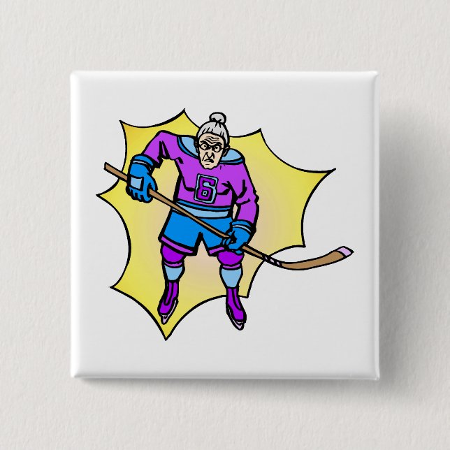 Badge Carré 5 Cm Grand-maman d'hockey (Devant)