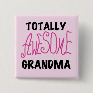 Badge Carré 5 Cm Grand-maman totalement impressionnante - T-shirts