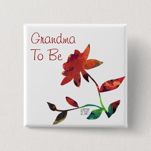 Badge Carré 5 Cm Grand-mère de la Rose rouge