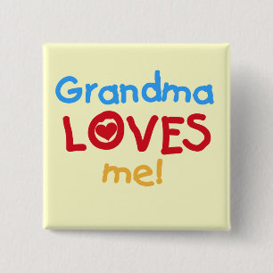 Badge Carré 5 Cm Grand-mère m'aime T-shirts et cadeaux