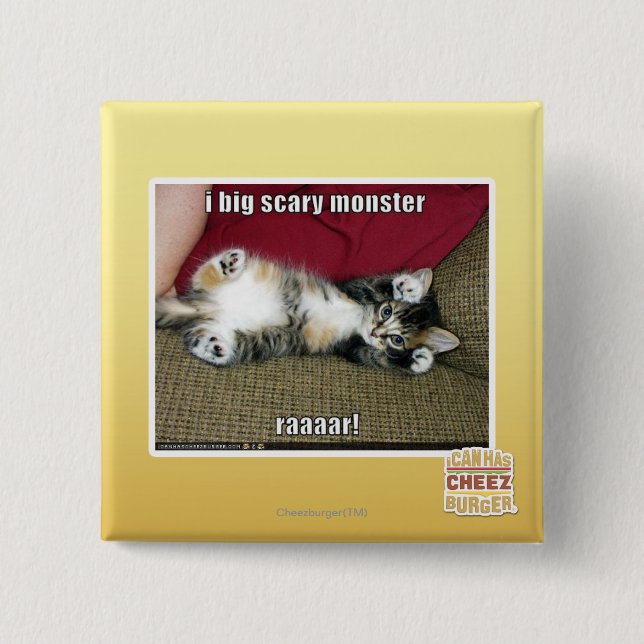 Badge Carré 5 Cm Grand monstre I effrayant (Devant)