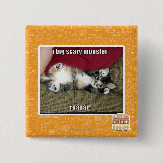 Badge Carré 5 Cm Grand monstre I effrayant (Devant)