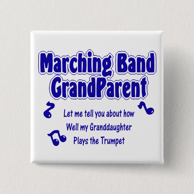 Badge Carré 5 Cm Grand-parent/trompette (Devant)