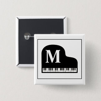 Badge Carré 5 Cm Grand Piano Monogram Pianiste noir et blanc
