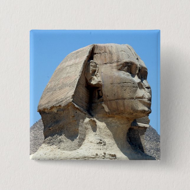 Badge Carré 5 Cm grande tête de sphinx (Devant)