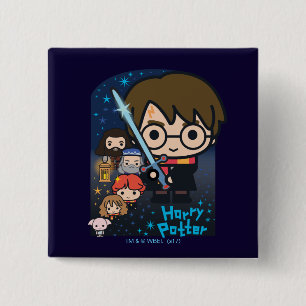 Badge Carré 5 Cm Graphique Cartoon Harry Potter Chambre des Secrets