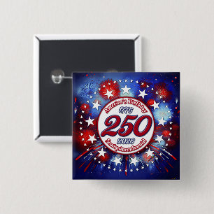 Badge Carré 5 Cm Graphiques de feux d'artifice semi-quincentenaires