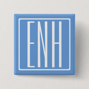 Badge Carré 5 Cm Gras moderne 3 initiales Monogramme Bleu doux