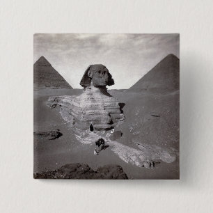 Badge Carré 5 Cm Great Sphinx & Gizeh Pyramides Necropolis Egypte