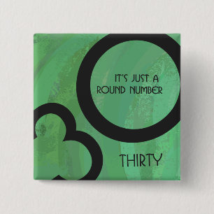 Badge Carré 5 Cm Green 30 Décennie Anniversaire