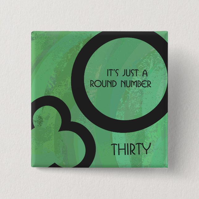 Badge Carré 5 Cm Green 30 Décennie Anniversaire (Devant)