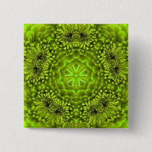 BADGE CARRÉ 5 CM GREEN DAHLIA