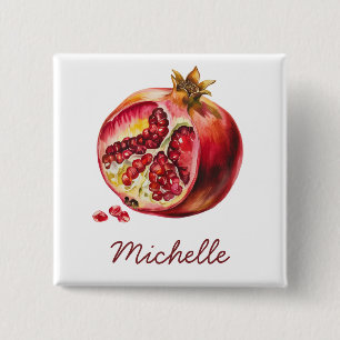 Badge Carré 5 Cm Grenade aquarelle personnalisée moderne tendance
