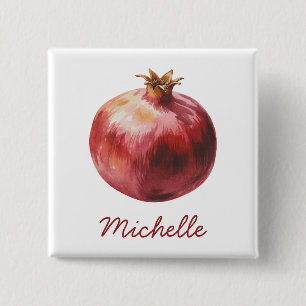 Badge Carré 5 Cm Grenade aquarelle personnalisée moderne tendance