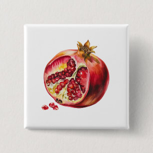 Badge Carré 5 Cm Grenade aquarelle tendance moderne