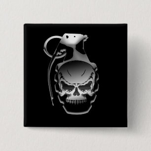 Badge Carré 5 Cm Grenade de crâne