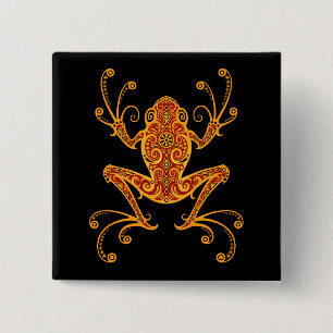 Badge Carré 5 Cm Grenouille d'arbre rouge et jaune complexe