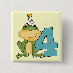 Badge Carré 5 Cm Grenouille de fête 4e anniversaire T-shirts et cad