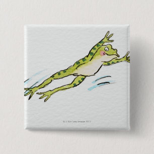 Badge Carré 5 Cm Grenouille en saut 2