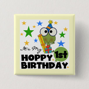 Badge Carré 5 Cm Grenouille Hoppy 1er Anniversaire T-shirts et cade