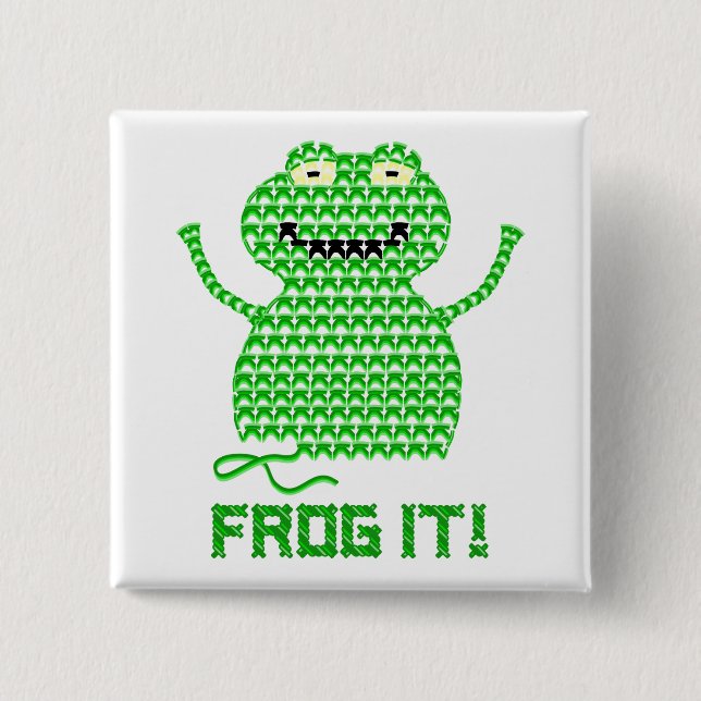 Badge Carré 5 Cm Grenouille il ! Grenouille de crochet de vecteur (Devant)