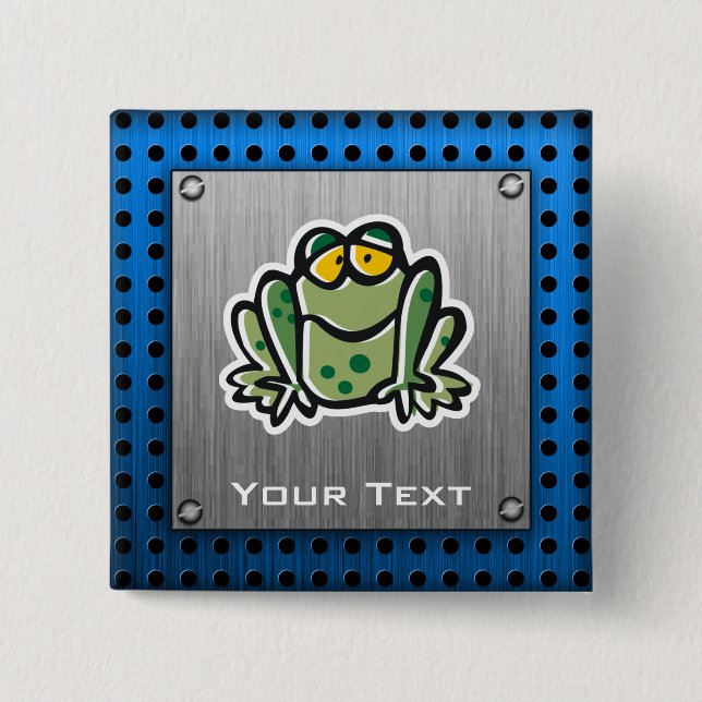 Badge Carré 5 Cm Grenouille mignonne ; Argent (Devant)