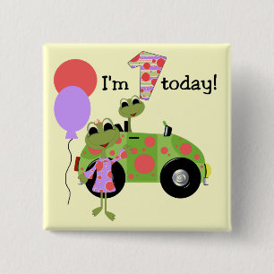 Badge Carré 5 Cm Grenouilles Mod 1er anniversaire