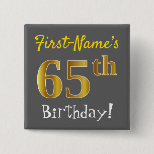 Badge Carré 5 Cm Gris, anniversaire d'or de Faux