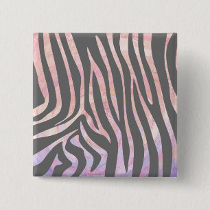 Badge Carré 5 Cm Gris clair et rose Zebra